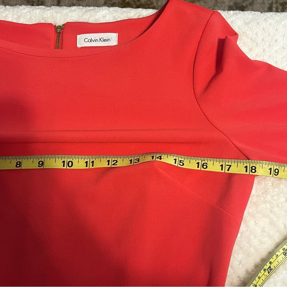 Calvin Klein Ruffled Bell Sleeve Sheath Dress Round Neck Formal Career Like New - Picture 9 of 16